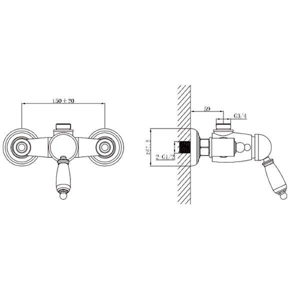 Смеситель для душа Caprigo Adria-Uno Black Edition 02B-517-crm Хром
