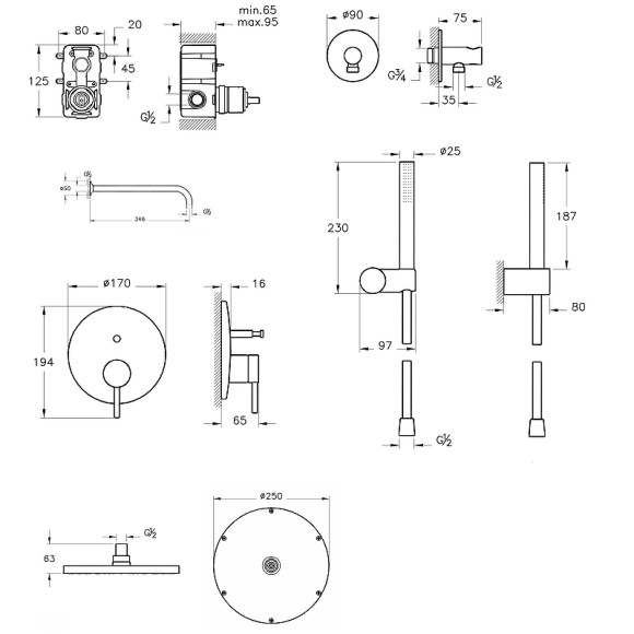 Душевая система Vitra Origin A4926636EXP Черная матовая Душевая система Vitra Origin A4926636EXP Черная матовая