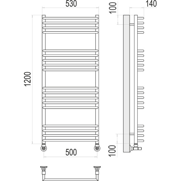 Водяной полотенцесушитель Terminus Арт П18 500х1200 4670078513397 Хром, нижнее подключение, G 1/2" ВР, с комплектом вентилей Водяной полотенцесушитель Terminus Арт П18 500х1200 4670078513397 Хром, нижнее подключение, G 1/2" ВР, с комплектом вентилей