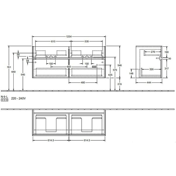 Тумба под раковину Villeroy&Boch Collaro 125 C013L0PD подвесная Black Matt Lacquer