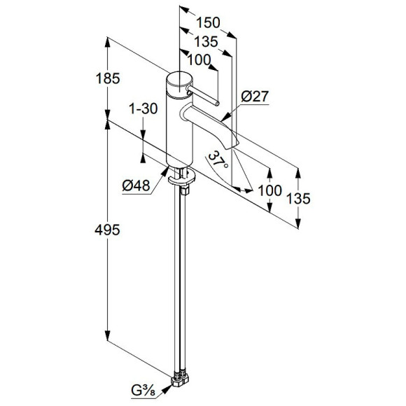Смеситель для раковины Kludi Bozz 38282N076 Золото брашированное Смеситель для раковины Kludi Bozz 38282N076 Золото брашированное