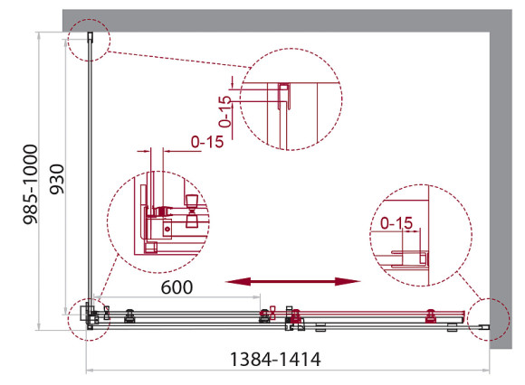 Душевой уголок BelBagno Acqua 140х100 ACQUA-AH-1-140/100-C-Cr профиль Хром стекло прозрачное