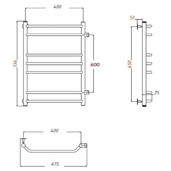 Водяной полотенцесушитель Тругор Браво ПМ 3 60x80 Хром