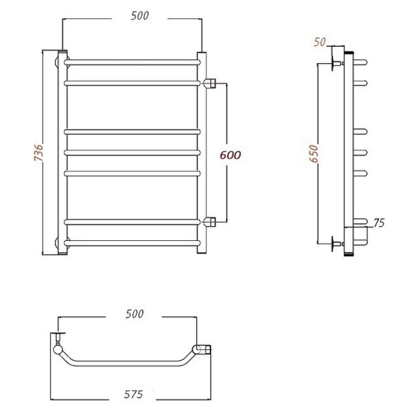 Водяной полотенцесушитель Тругор Браво ПМ 3 60x80 Хром