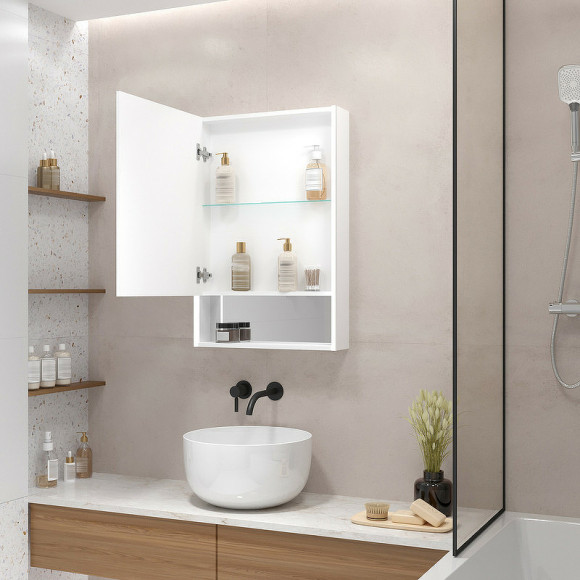 Зеркальный шкаф Континент Filit White 50 L МВК186 с подсветкой Белый Зеркальный шкаф Континент Filit White 50 L МВК186 с подсветкой Белый