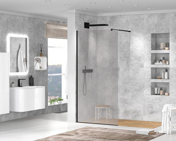 Душевая перегородка Cezares Liberta 120 LIBERTA-L-1-120-GR-NERO профиль Черный матовый стекло серое Душевая перегородка Cezares Liberta 120 LIBERTA-L-1-120-GR-NERO профиль Черный матовый стекло серое