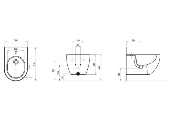 Биде Ravak Uni Chrome X01517 подвесное Белое