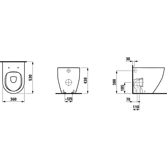Унитаз Laufen Pro 8.2295.6.000.000.1 приставной без сиденья