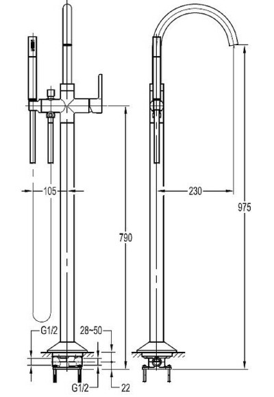 Смеситель для ванны Cezares Eco ECO-VDP-01 Хром Смеситель для ванны Cezares Eco ECO-VDP-01 Хром
