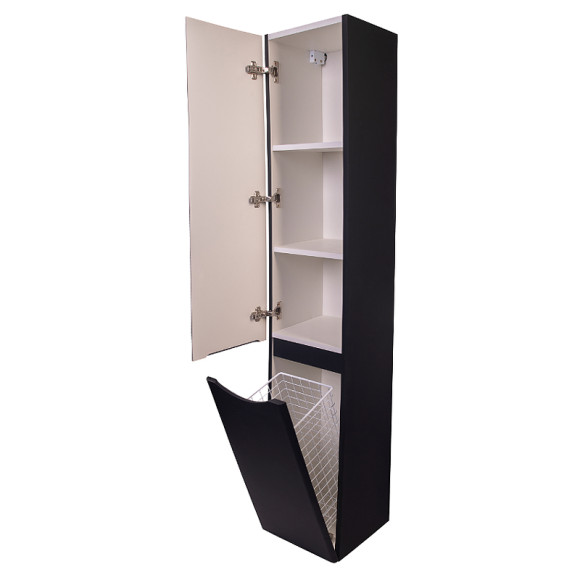 Шкаф пенал Style Line Бергамо 30 L СС-00002328 с бельевой корзиной Черный антискрейтч Шкаф пенал Style Line Бергамо 30 L СС-00002328 с бельевой корзиной Черный антискрейтч