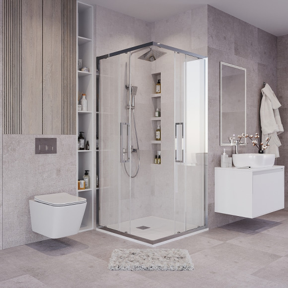 Душевой уголок Grossman Cosmo 90х90 300.K33.02.9090.10.00 профиль Хром стекло прозрачное Душевой уголок Grossman Cosmo 90х90 300.K33.02.9090.10.00 профиль Хром стекло прозрачное