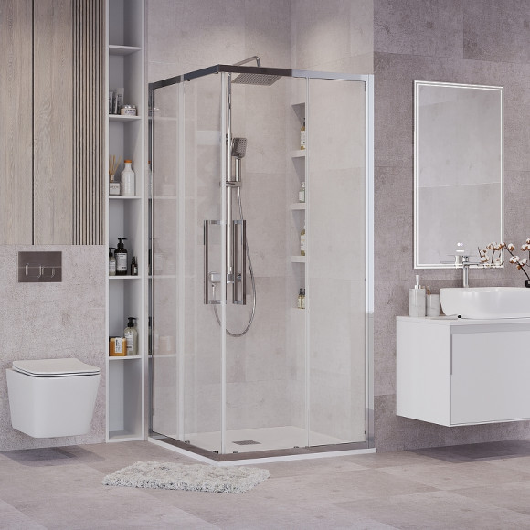 Душевой уголок Grossman Cosmo 90х90 300.K33.02.9090.10.00 профиль Хром стекло прозрачное Душевой уголок Grossman Cosmo 90х90 300.K33.02.9090.10.00 профиль Хром стекло прозрачное