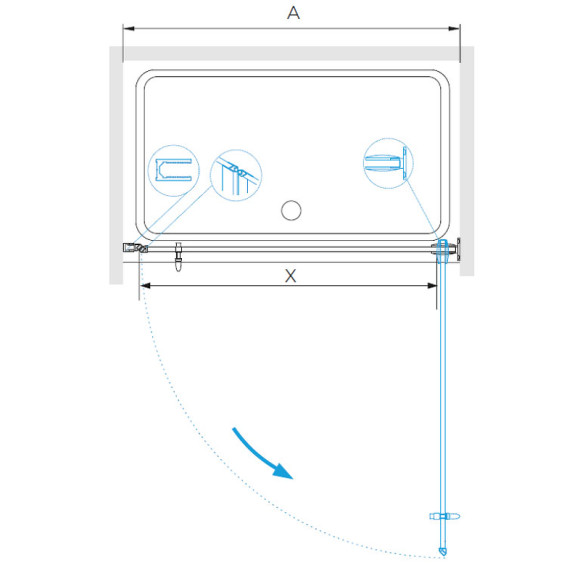 Душевая дверь RGW Hotel HO-011B 70 350601107-14 профиль Черный стекло прозрачное