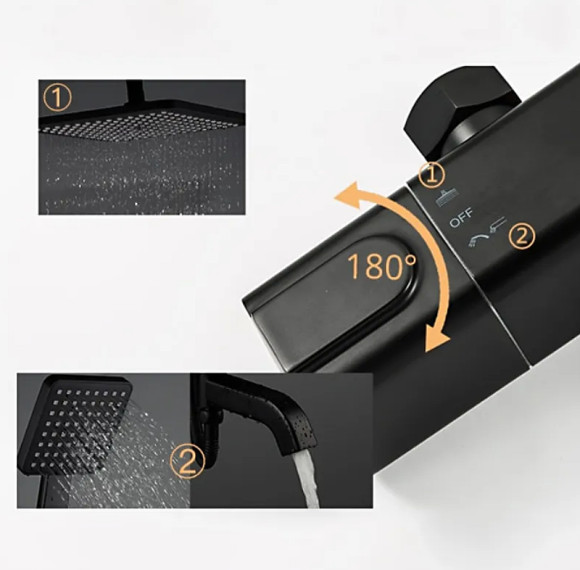 Душевая система Gappo G2491-6 с термостатом Черная матовая