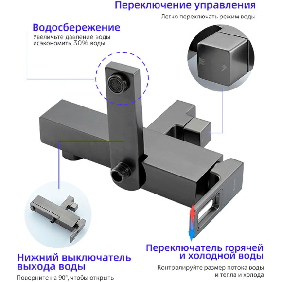 Душевая система Gappo G17-9 G2417-9 Оружейная сталь Душевая система Gappo G17-9 G2417-9 Оружейная сталь