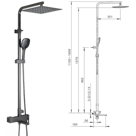 Душевая система Gappo G17-9 G2417-9 Оружейная сталь Душевая система Gappo G17-9 G2417-9 Оружейная сталь