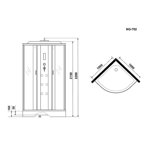 Душевая кабина Niagara Ultra 100x100 NG-702-01 с гидромассажем Душевая кабина Niagara Ultra 100x100 NG-702-01 с гидромассажем