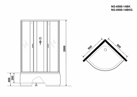 Душевая кабина Niagara Classic 90x90 NG-6508-14BKG с гидромассажем Душевая кабина Niagara Classic 90x90 NG-6508-14BKG с гидромассажем