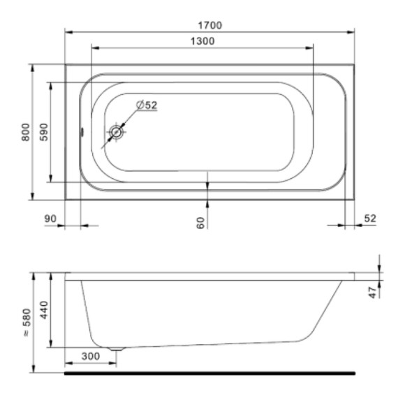 Акриловая ванна Santek Ламма 170x80 1WH501763 без гидромассажа Акриловая ванна Santek Ламма 170x80 1WH501763 без гидромассажа