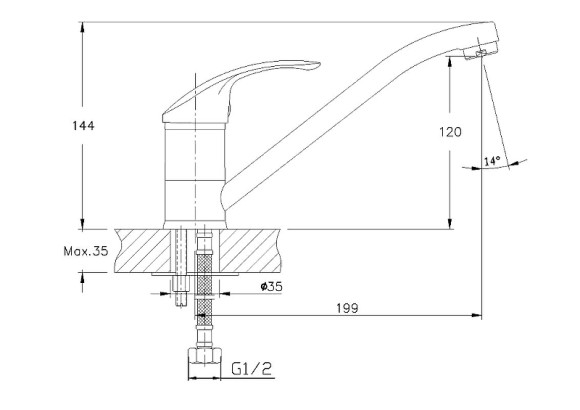 Смеситель для кухни Haiba HB4836 Хром