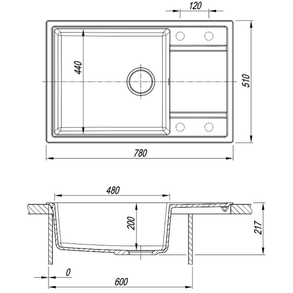 Кухонная мойка Florentina Липси-780 XL 20.505.D0780.303 Мокко