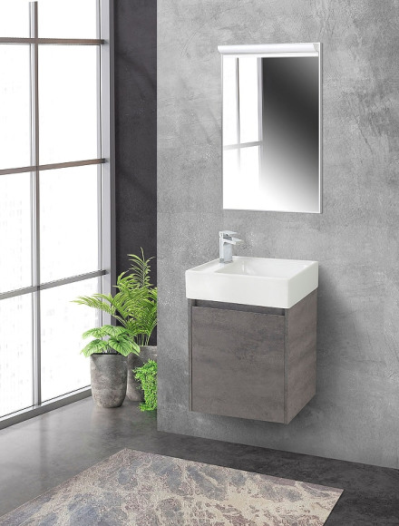 Тумба под раковину BelBagno Kraft Mini 50 L KRAFT MINI-500/260-1A-SO-CG-L подвесная Cemento Grigio