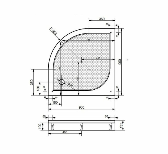 Душевой поддон из искусственного камня Эстет Омега 90х90 ФР-00000764 Белый