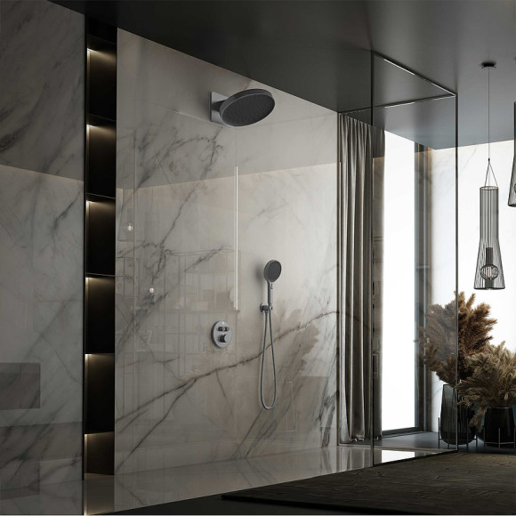 Душевая система Vincea Inspire VSFW-3I22MT3GM с термостатом Вороненая сталь