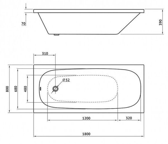 Акриловая ванна Berges Nelu 180x80 050024 без гидромассажа