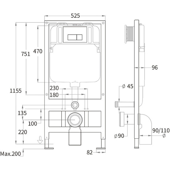 Инсталляция WeltWasser WW Bamberg 525 10000010287 для унитаза без клавиши смыва Инсталляция WeltWasser WW Bamberg 525 10000010287 для унитаза без клавиши смыва