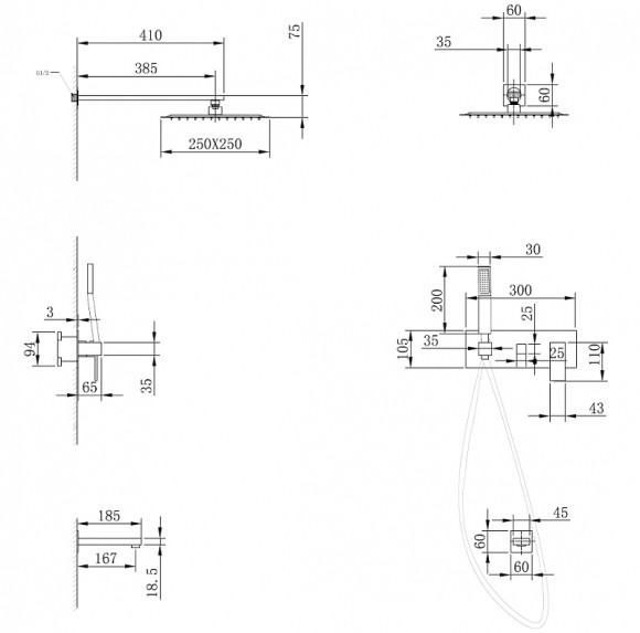 Душевая система Abber Daheim AF8217G Золото матовое