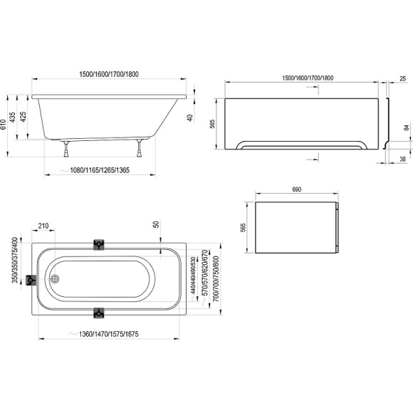 Акриловая ванна Ravak Chrome 180x80 CE21000000 без гидромассажа Акриловая ванна Ravak Chrome 180x80 CE21000000 без гидромассажа