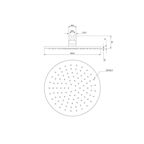 Верхний душ Omnires Slimline WG125CAT Антрацит Верхний душ Omnires Slimline WG125CAT Антрацит