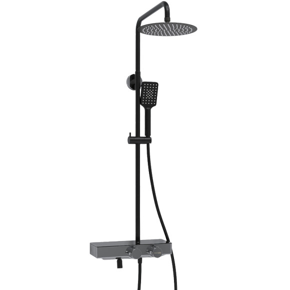 Душевая система WasserKRAFT A114.258.130.CB Thermo с термостатом Черная матовая