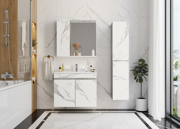 Тумба под раковину Onika Марбл 75.02 107517 подвесная Мрамор Камень бетонный