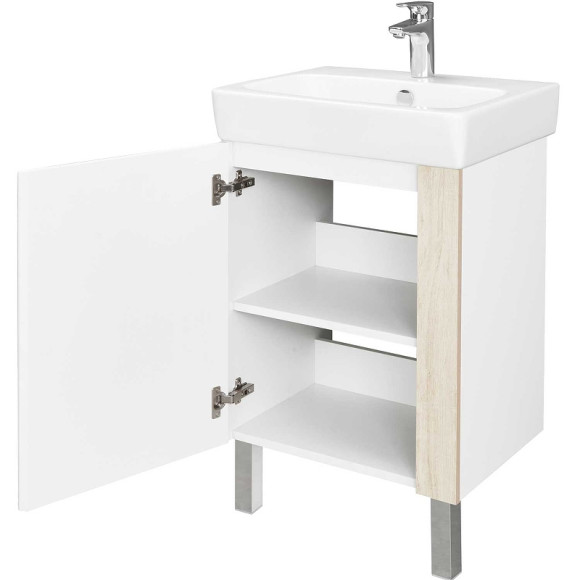 Тумба под раковину Aquaton Кантри 55 1A257601AHB20 Белая глянцевая Дуб верона