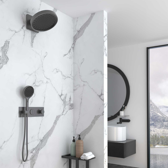 Душевая система Vincea VSFW-422TI3GM с термостатом Вороненая сталь