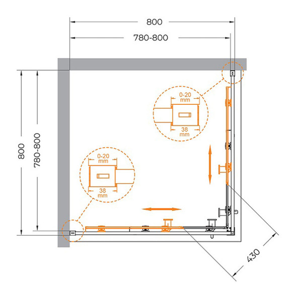 Душевой уголок Cezares Relax-304 80x80 RELAX-304-A-2-80-C-BORO профиль Брашированное золото стекло прозрачное Душевой уголок Cezares Relax-304 80x80 RELAX-304-A-2-80-C-BORO профиль Брашированное золото стекло прозрачное