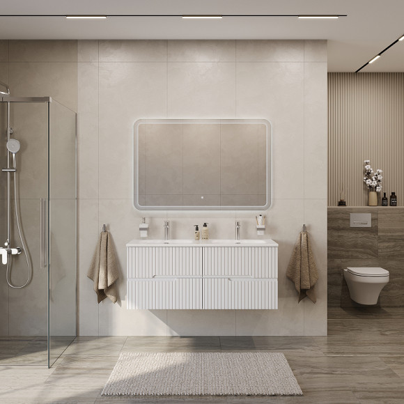 Тумба под раковину Cezares Duet-N 120 DUET-N-1200-4C-SO-2-BL подвесная Bianco Lucido