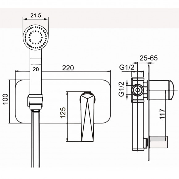 Гигиенический душ со смесителем Boheme Venturo 387-B Золото Черный
