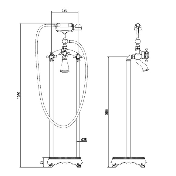 Смеситель для ванны Abber Klassik AF8415G Золото