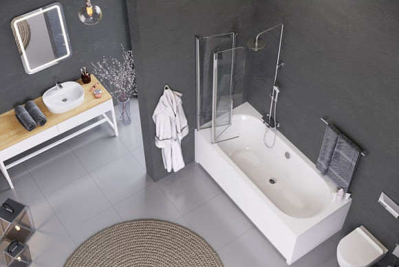 Шторка на ванну Excellent Fliper 120 L KAAX.1309.1200.LE профиль Хром стекло прозрачное