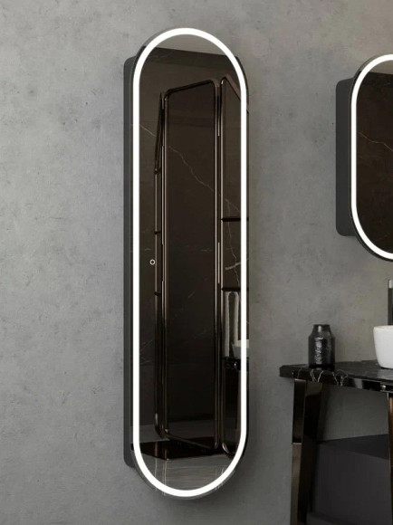 Зеркальный шкаф Континент Elmage black LED 45 МВК048 с подсветкой Черный