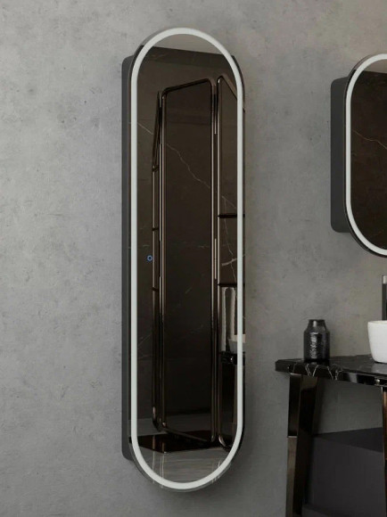 Зеркальный шкаф Континент Elmage black LED 45 МВК048 с подсветкой Черный