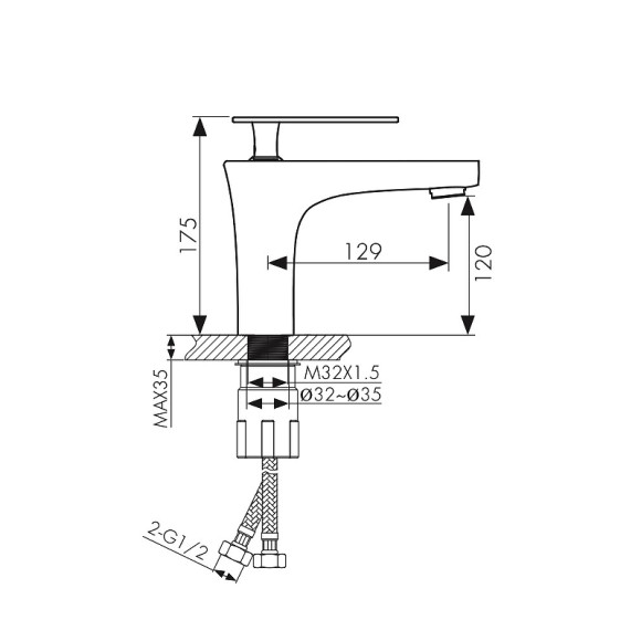 Смеситель для раковины Kaiser Star 02011-2 Черный матовый Смеситель для раковины Kaiser Star 02011-2 Черный матовый