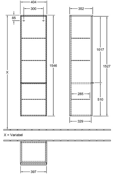 Шкаф-пенал Villeroy&Boch Venticello 40 R A95114E8 подвесной Белое дерево Шкаф-пенал Villeroy&Boch Venticello 40 R A95114E8 подвесной Белое дерево
