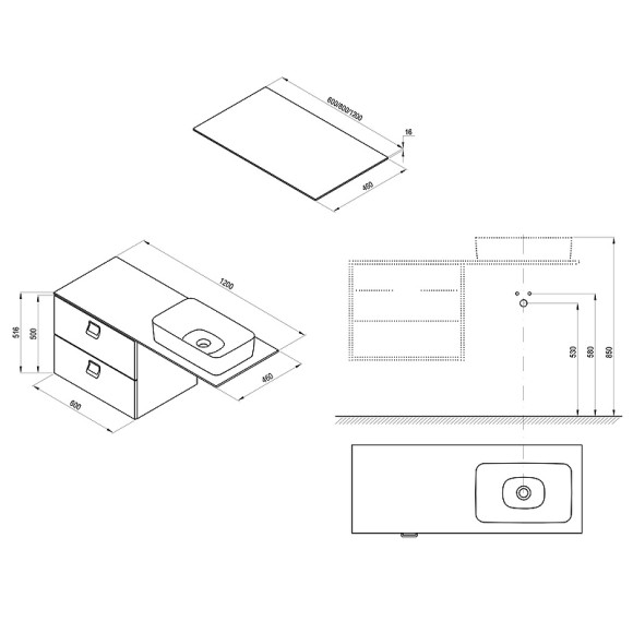Столешница под раковину Ravak Comfort 120 X000001381 Белая Столешница под раковину Ravak Comfort 120 X000001381 Белая