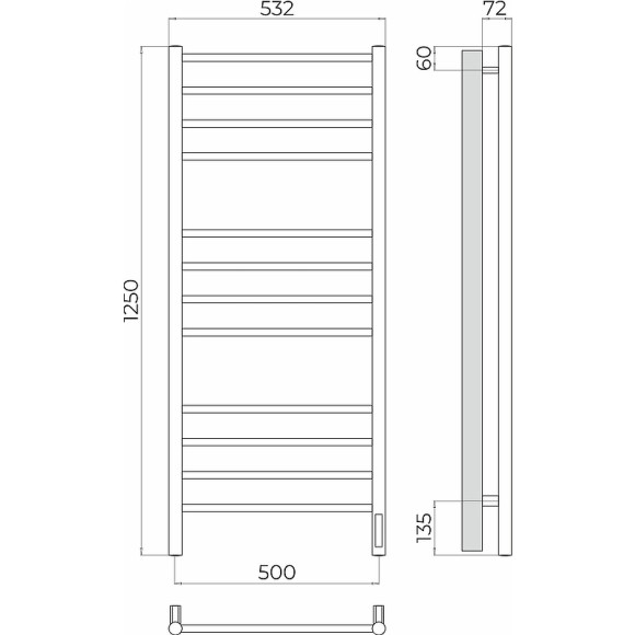 Электрический полотенцесушитель Terminus Аврора П12 500х1250 4670078544377 Хром Электрический полотенцесушитель Terminus Аврора П12 500х1250 4670078544377 Хром