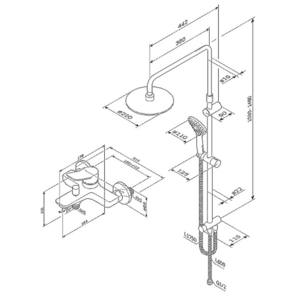 Душевая система AM.PM X-Joy F43885A14 Белый матовый
