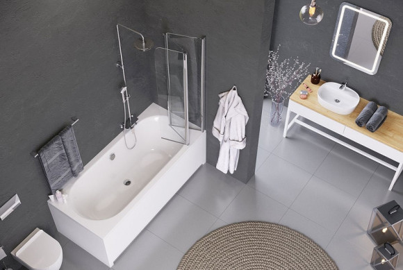 Шторка на ванну Excellent Fliper 120 R KAAX.1309.1200.PR Хром Прозрачный